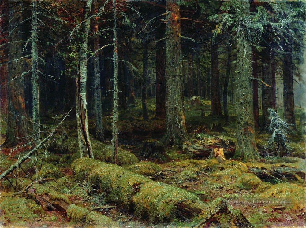 forêt sombre 1890 paysage classique Ivan Ivanovitch arbres Peintures à l'huile